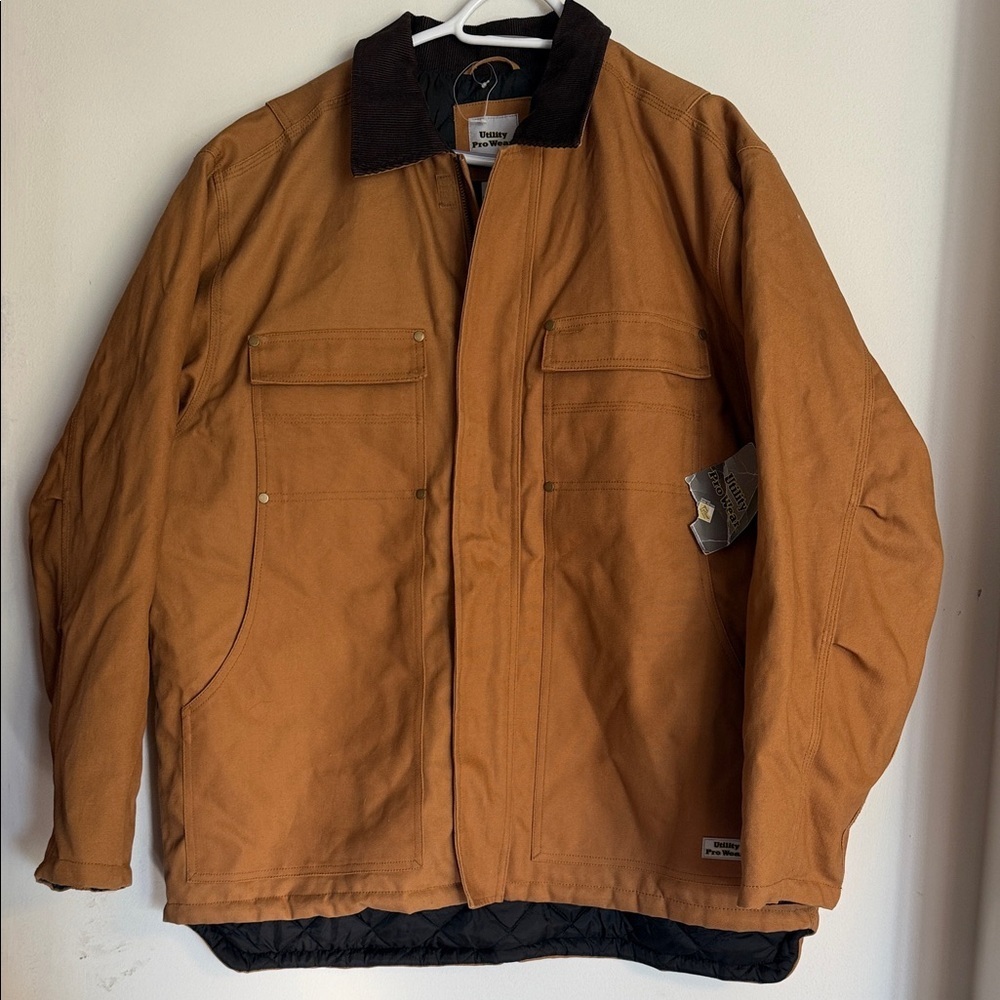 Utility Pro Wear Canvas Work Jacket Brown, Dark Brown Corduroy Collar Mens XL